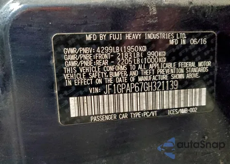 2016 Subaru Impreza Sport Premium из США, поврежденный, VIN JF1GPAP67GH321139